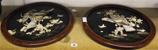 Pair of MOP Oriental lacquered panels